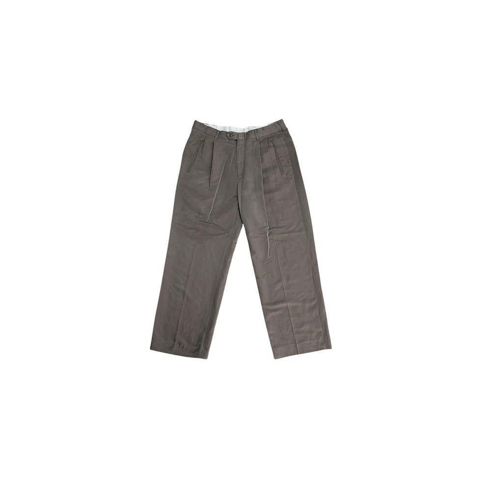 Haggar Pants Mens 34x26 Brown Pleated Microfiber Stretch Dress Wrinkle Resistant